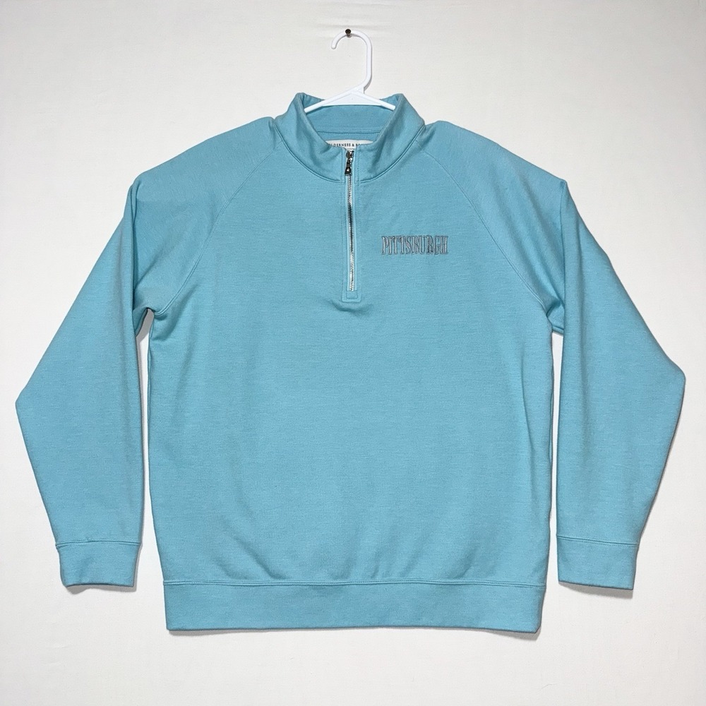 Holderness & Bourne Pullover Mens Large Blue Quarter Zip Golf Pittsburgh Logo